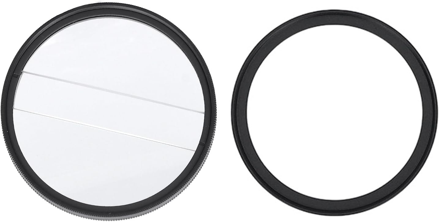 Yunseity 62mm Double Split Diopter Filter, Anti Oil Coating Layer Double Split Diopter Glass Lens Filter, Enhanced Blur
