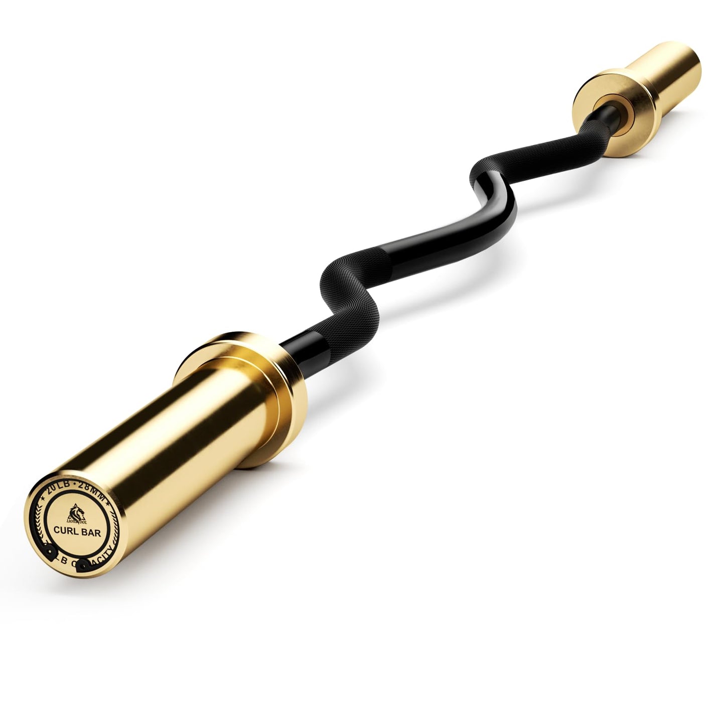 LIONSCOOL EZ Curl Bar (Golden Titanium Coated Sleeves & Black E-coated Shaft, 700LBS, 28MM)