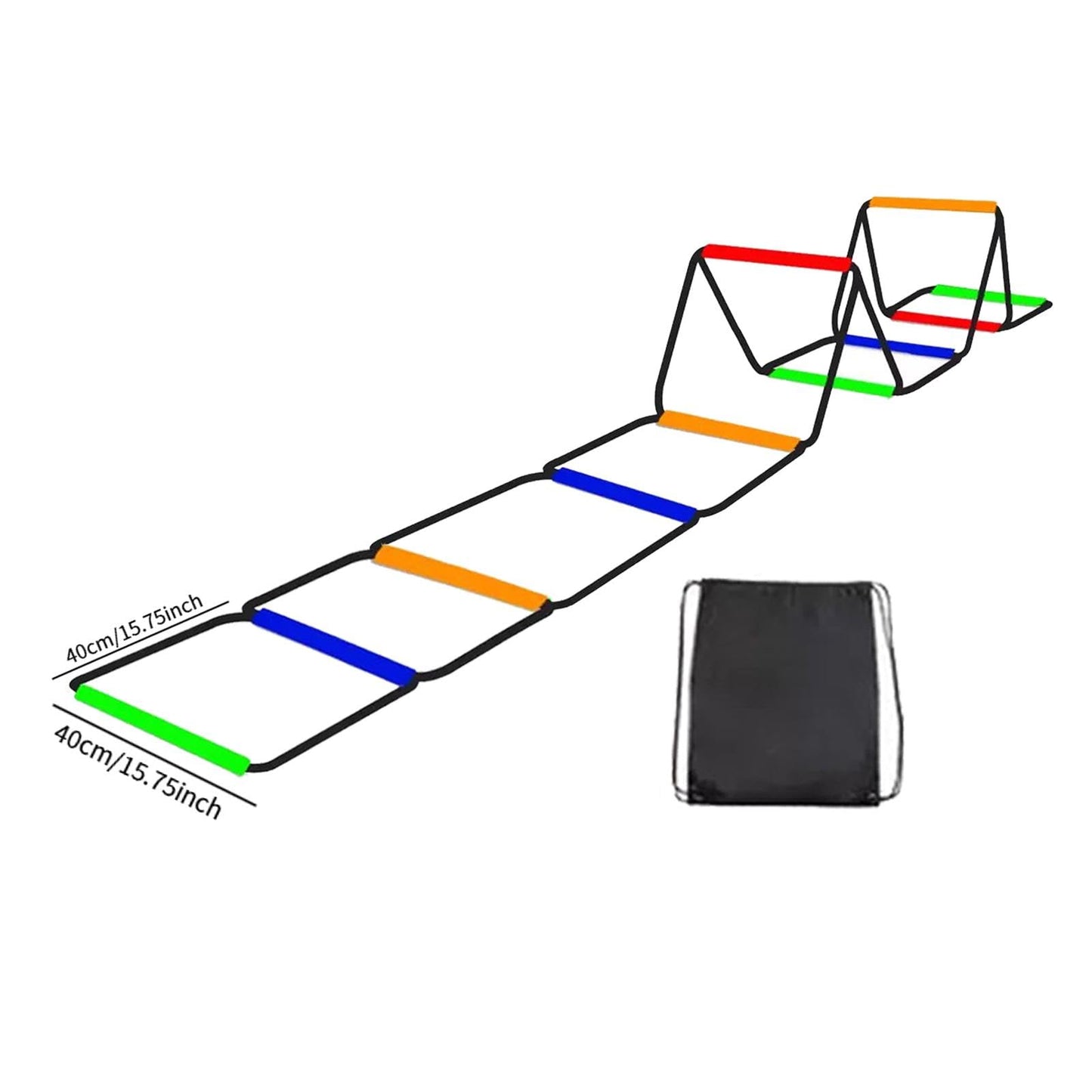 Colaxi Agility Ladder Speed Ladder Workout Improves Coordination Home Gym Outdoor Sports Folding Rugby Multipurpose Fitness Training, 10 Grids with Bag