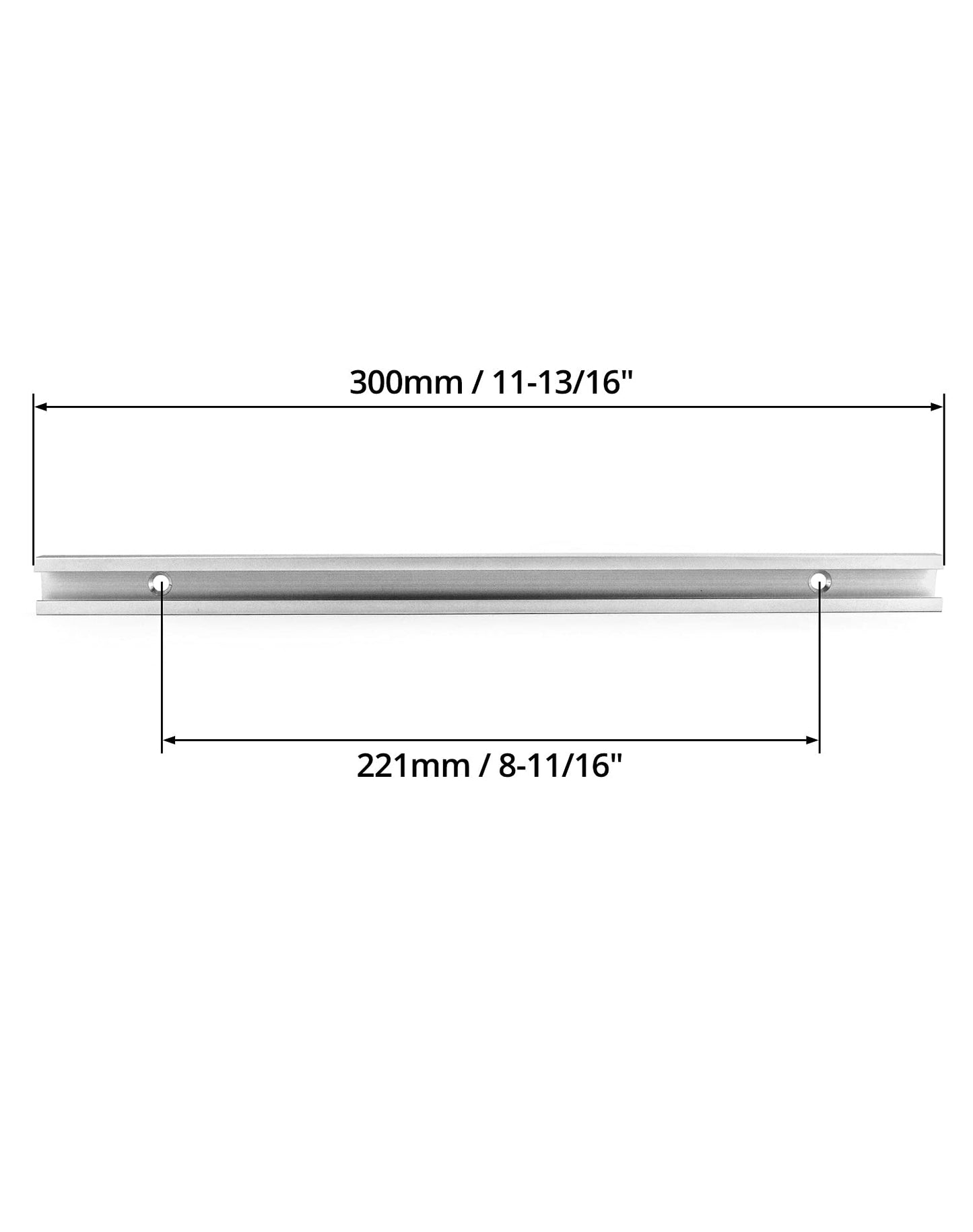 QWORK Aluminum T Track, 2 Pack 12 Inch Universal Double Cut Profile T Track, with Predrilled Mounting Holes and Screws, Woodworking and Fixtures, for Drill Press Table, Router Table