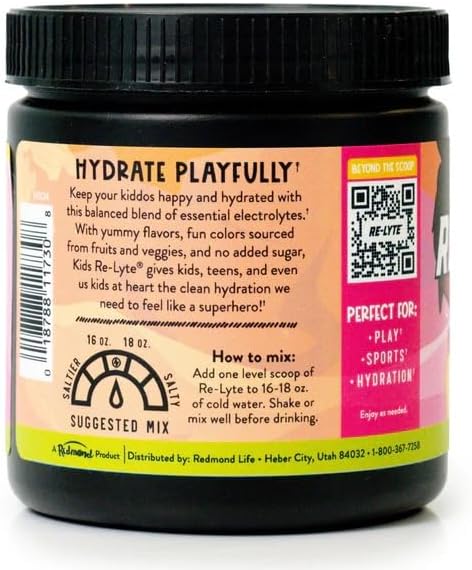 REDMOND Re-Lyte Kids Hydration Electrolyte Mix Powder, Pink Lemonade 7.62 oz
