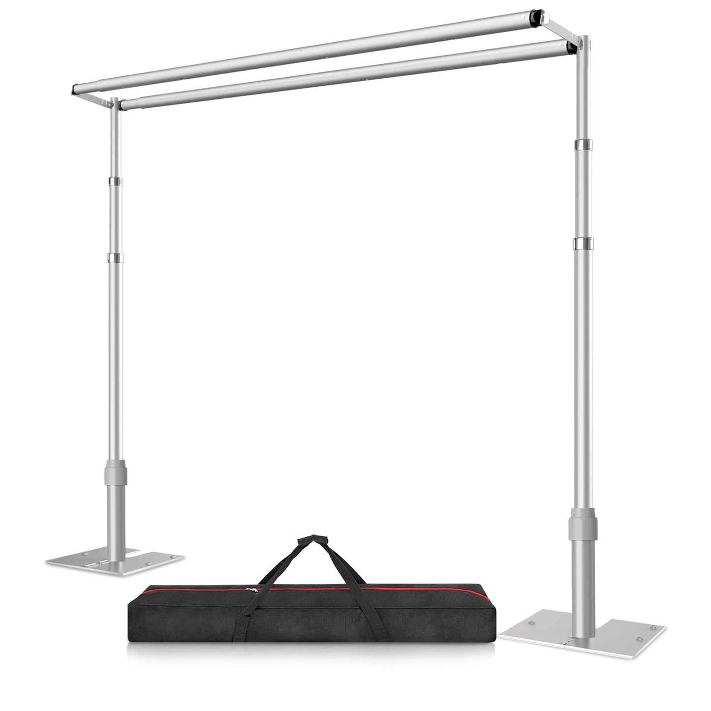 10x10ft Double Crossbar Pipe and Drape Stand Kit, Heavy Duty Backdrop Stand Adjustable, Sturdy Metal Back Drop Decoration Frame with Flat Base for Parties, Flower Wall,Wedding,Trade Shows,Photography