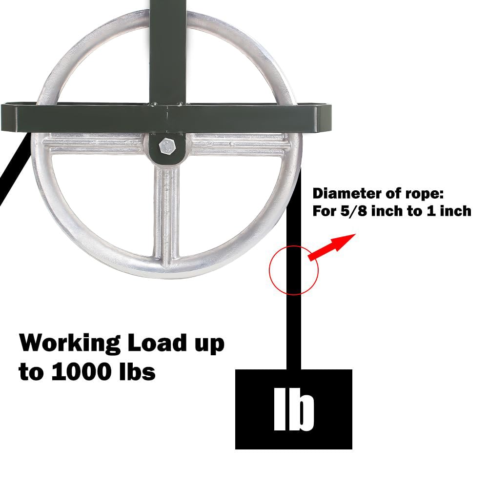 POPMOON Scaffold Hoist Pulley 12" Scaffolding Wheels Aluminum Pulley Wheel 1000lbs Ladder Hooks Pulleys for Lifting with Rope