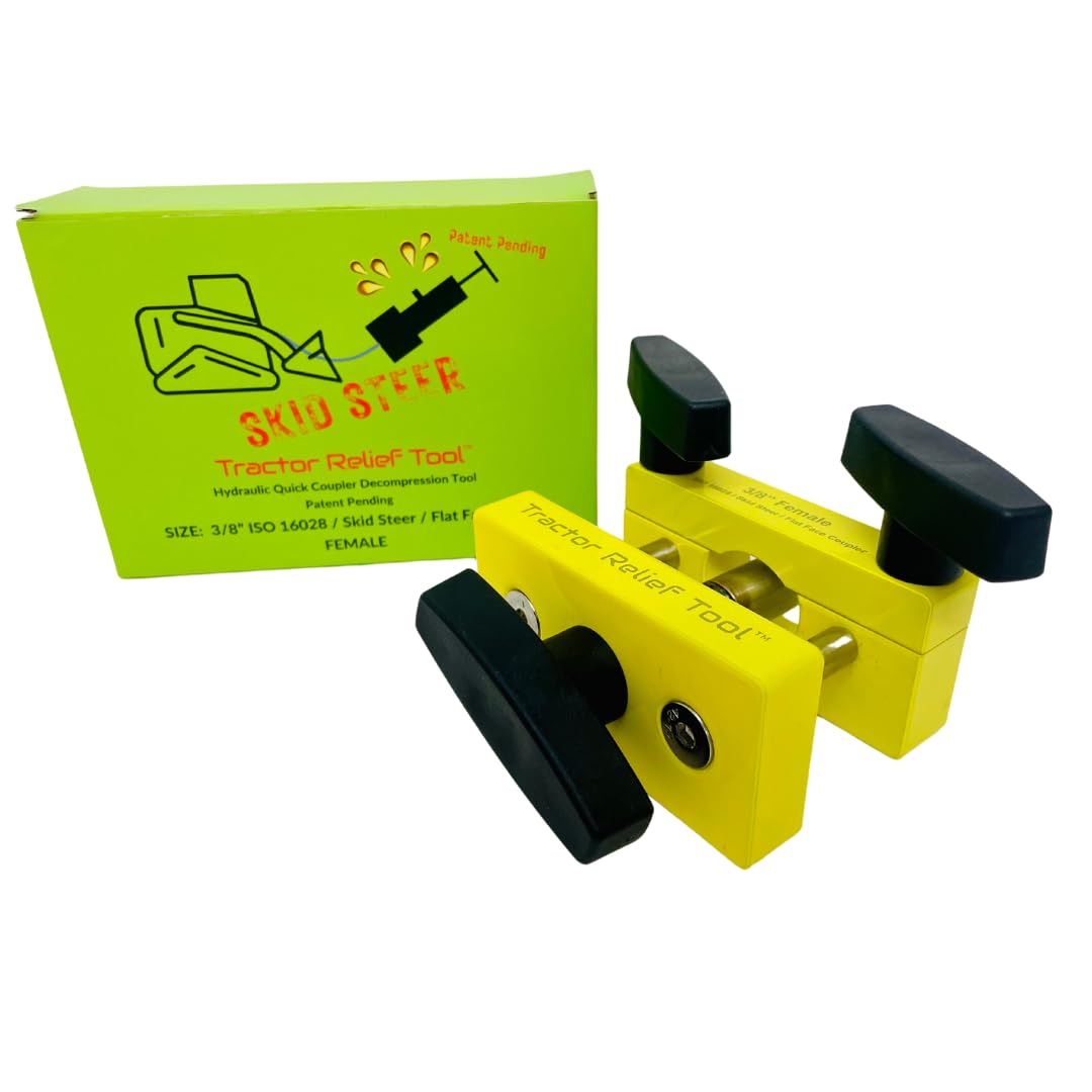 3/8" ISO 16028 Flat Face Skid Steer Female Hydraulic Quick Coupler Pressure Decompression Relief Release Tool by Tractor Relief Tool™