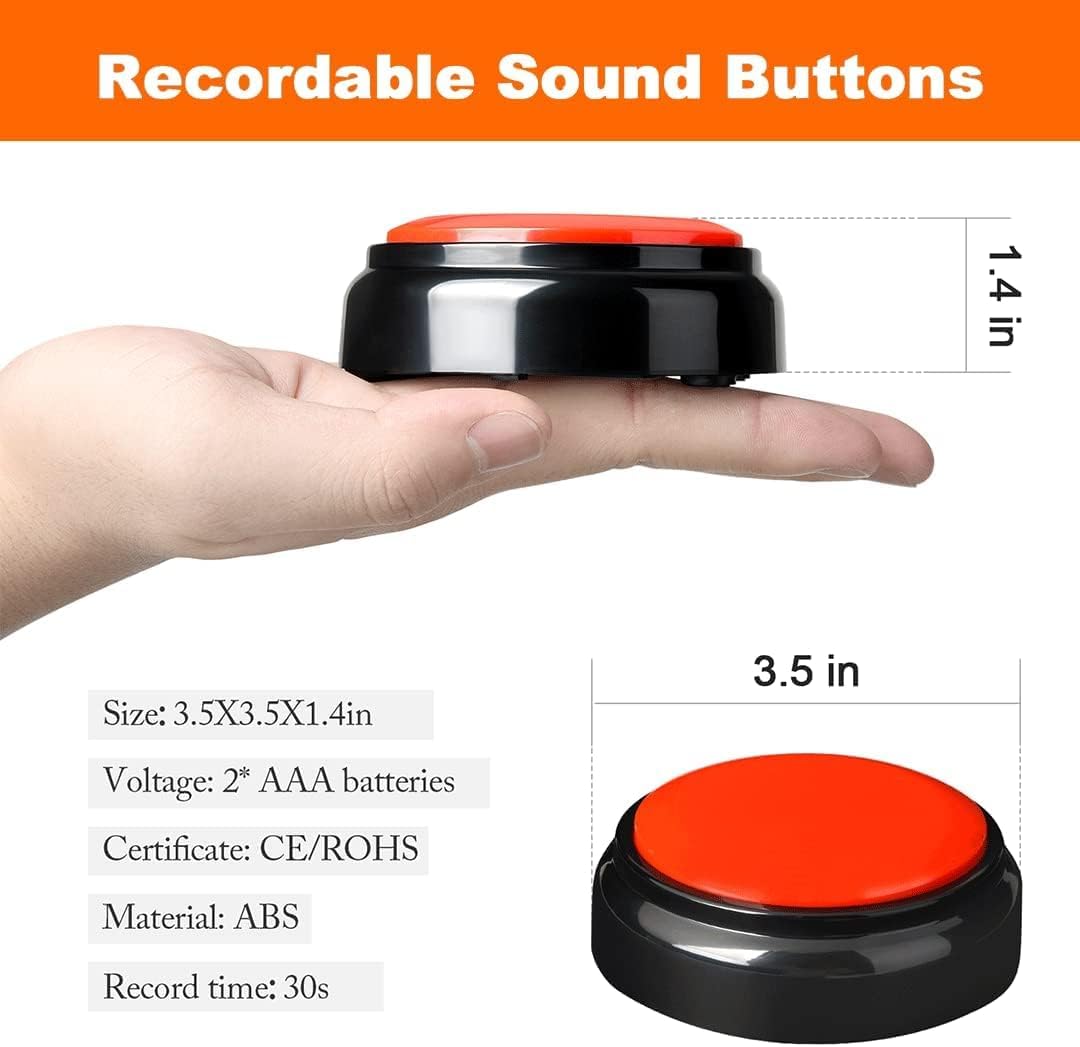 MOYEIKH Communication 30 Recordable Button Voice Recording Button Dog Buttons for Game Buzzer Seconds Recordable Answer