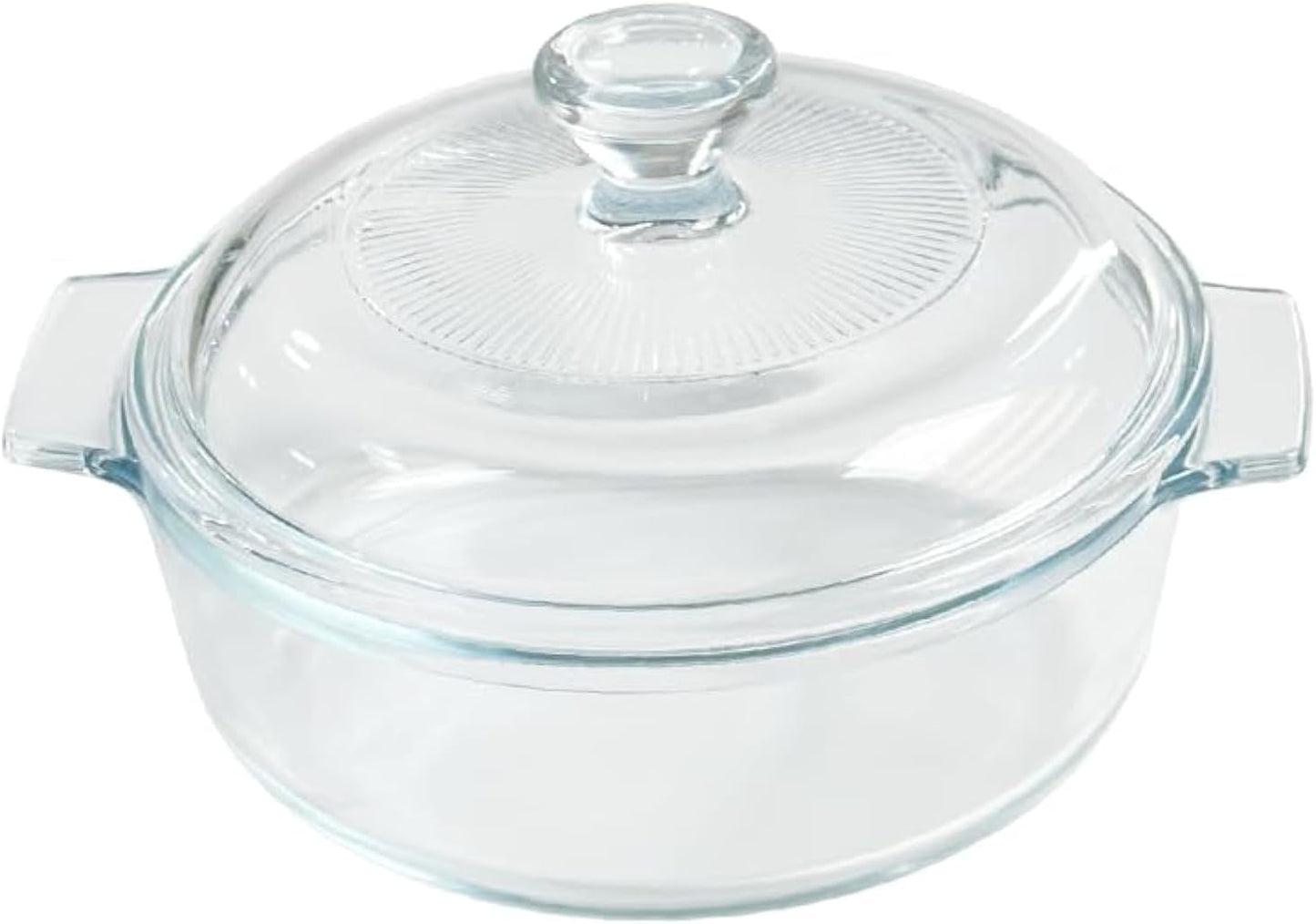 Skiennix Small Tempered Glass Casserole Dish - Round Baking Dish with Lid, 0.8L, Clear
