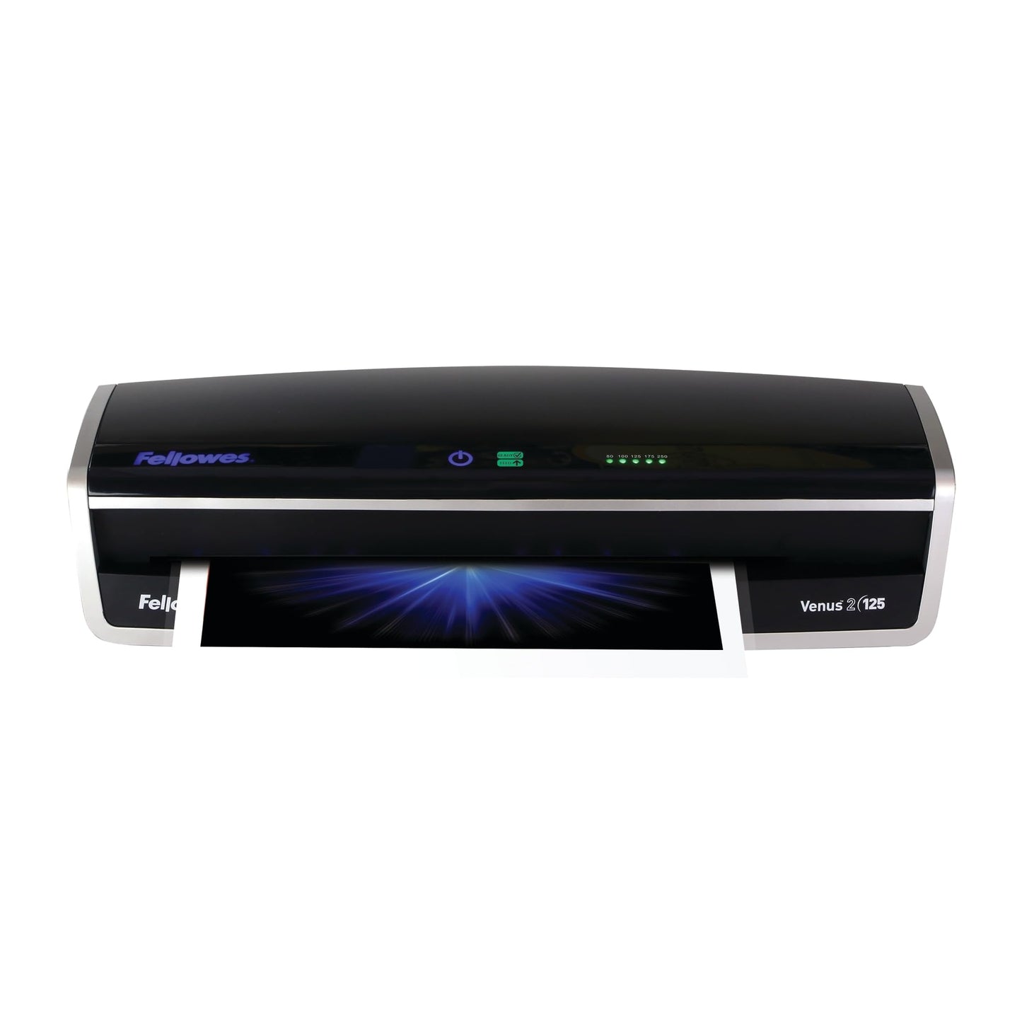 Fellowes Laminator Venus 2 125, Rapid 30-60 Second Warm-up Laminating Machine, with Laminating Pouches Kit (5734801), Black, Silver, 5.1" x 21.3" x 8.2"