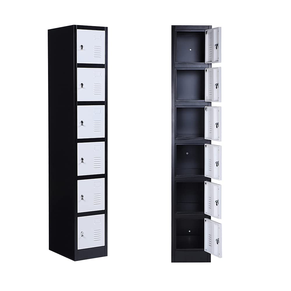 iCHENGGD Metal 6 Door Tall Employee Storage Locker With Combination Lock - Office Storage Cabinet for Home, Gym, School