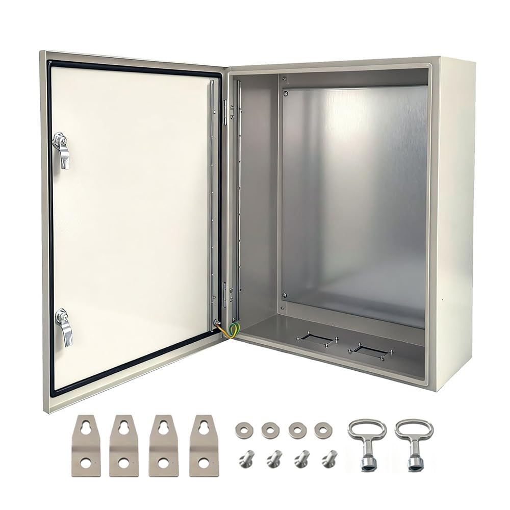 YcXingnon Steel Electrical Box, 24x24x12 Waterproof & Dustproof IP66 Steel Enclosure,1.5mm Carbon Steel Junction Metal Box for Indoor and Outdoor Wall Mounted