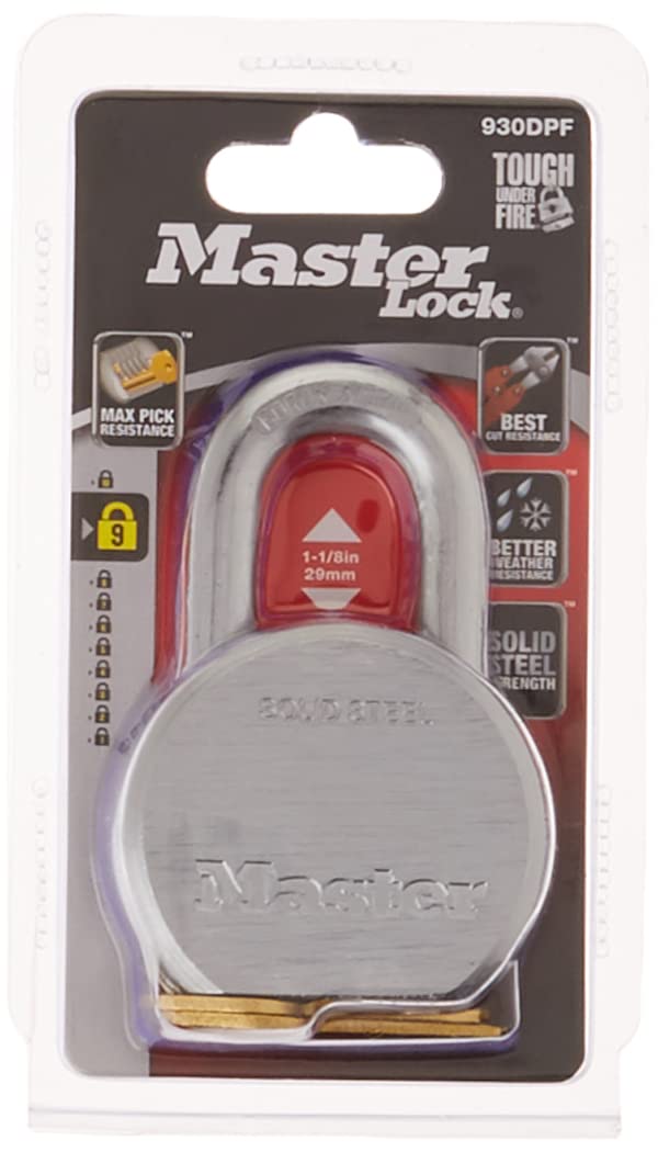 Master Lock Padlock, Solid Steel Lock, 2-1/2 in. Wide, 930DPF