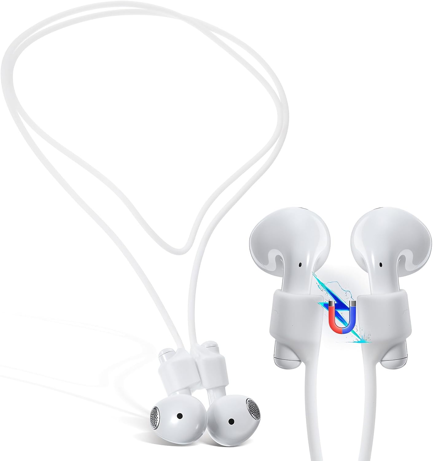 FRCTLNKG 4 Pack (4 Magnetic Ear Bud Lanyard, Magnetic Earbud Lanyards for Wireless Earbuds Around Neck with Anti-Lost