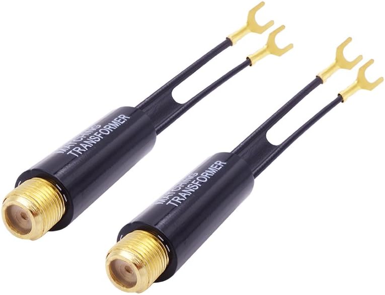 Fancasee 2-Pack 75 300 Gold Plated Ohm to Ohm UHF/VHF/FM Matching Transformer Converter Adapter with F Type Female Plug
