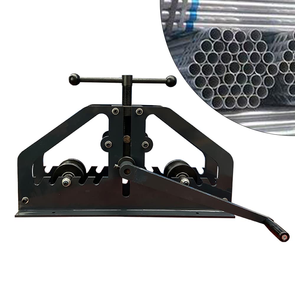 Manual Metal Tube Bender Machine, 1-1/4" to 2" Round Roller Stretcher Shrinker Bench Bending Set GDAE10 Heavy Duty Pipe Bender Tubing Notcher Durable Working Tools TR-60 for Flats, C Channel, Square