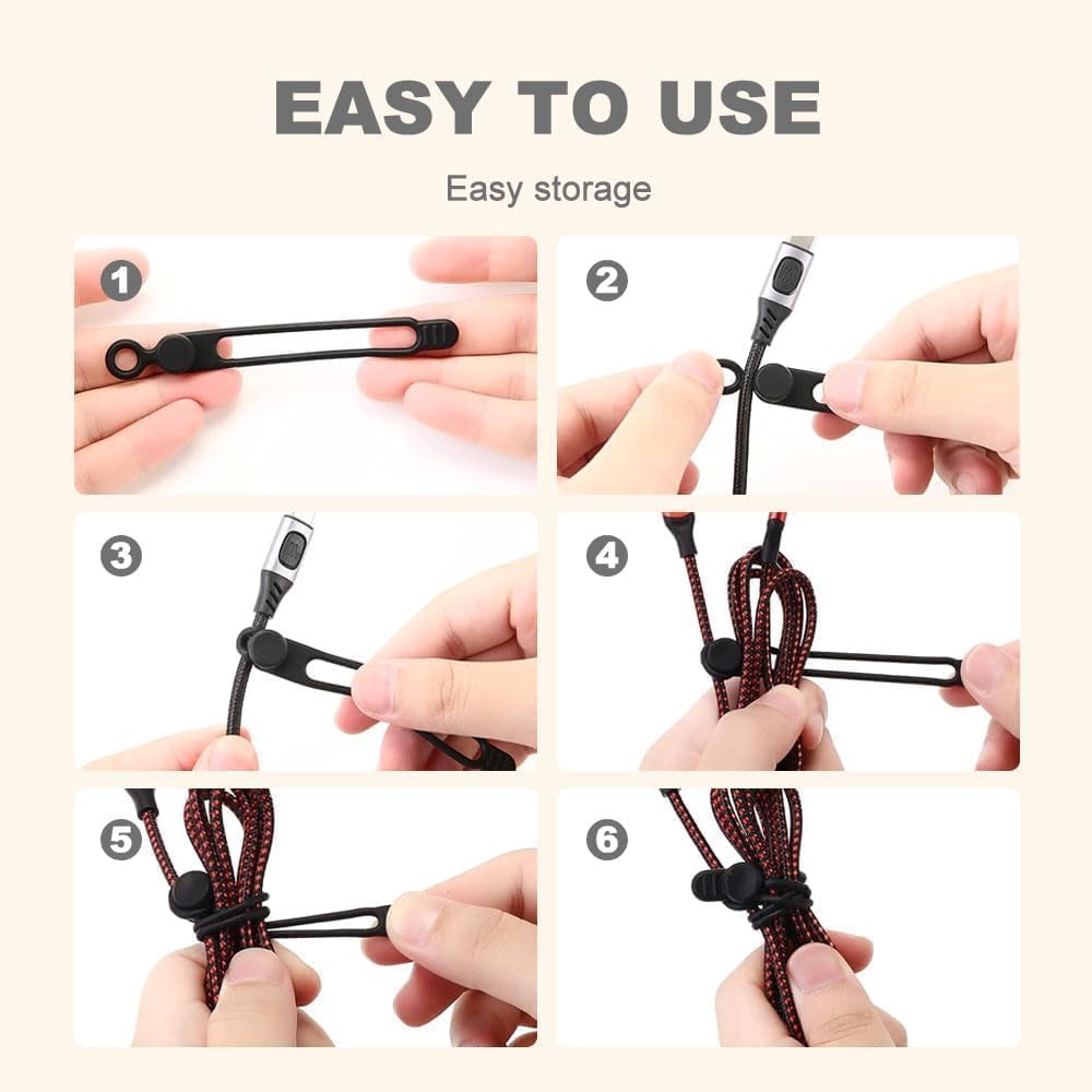 10Pcs 2026 (10pcs) Silicone Cable Ties, New Data Cable Organizer, Silicone Cable Ties Cable Management Organizer, Cable