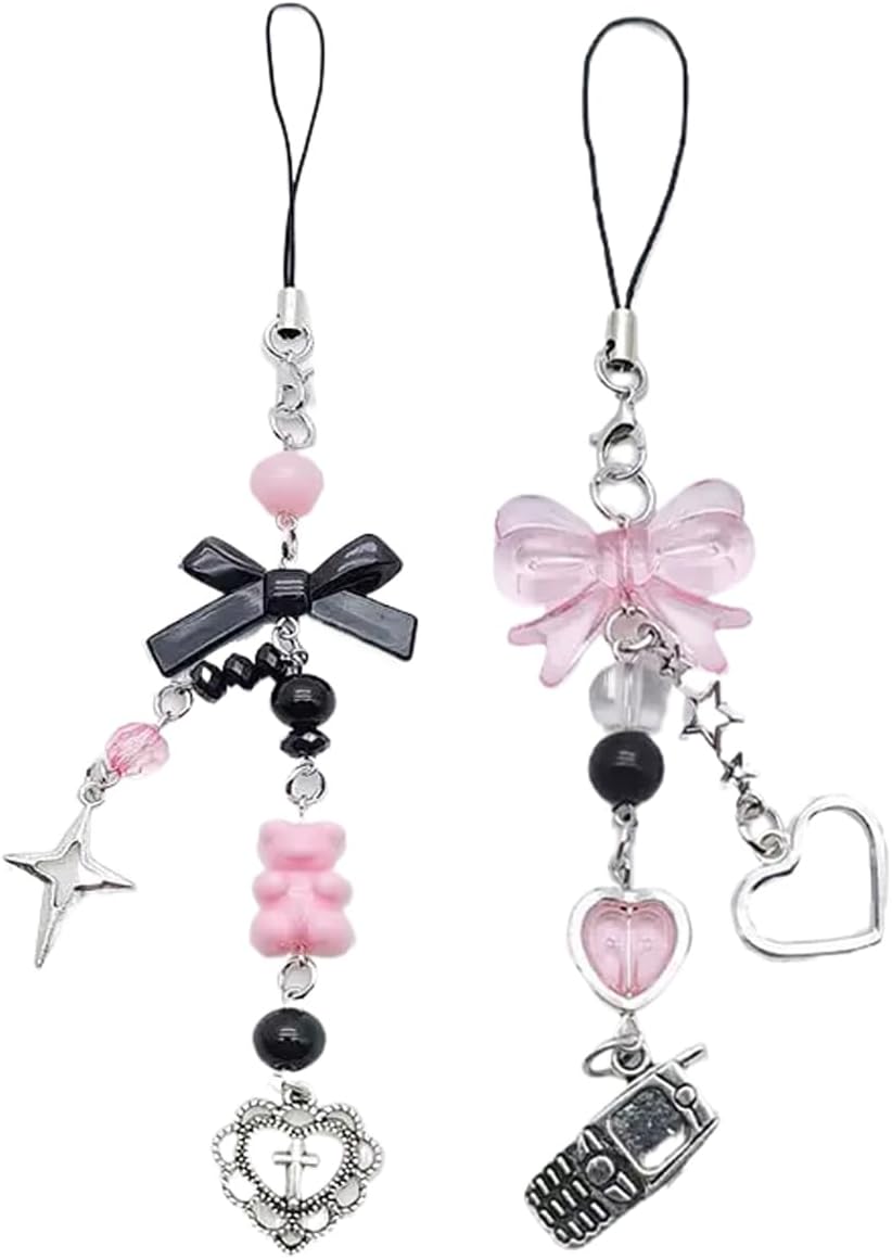cioatu 1-4PCS Y2K Y2K Cute Phone Charms Aesthetic Cell Phone Charms Strap Strawberry Butterfly Star PhoneCharm