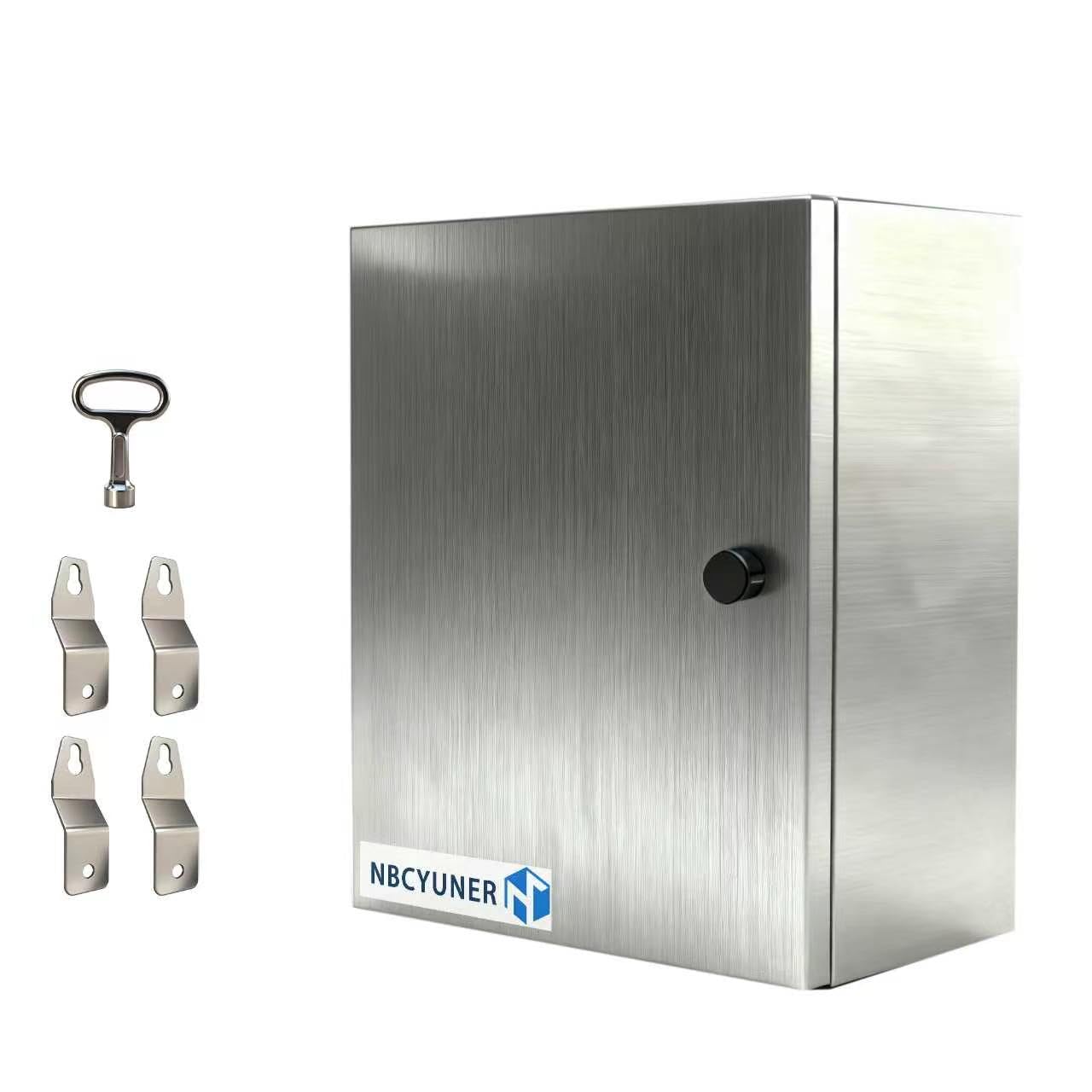 NBCYUNER Stainless Steel Electrical Enclosure 12x10x6 Inch NEMA 4X Enclosure 304 Stainless Steel Box IP66 Waterproof and Dustproof Metal Box
