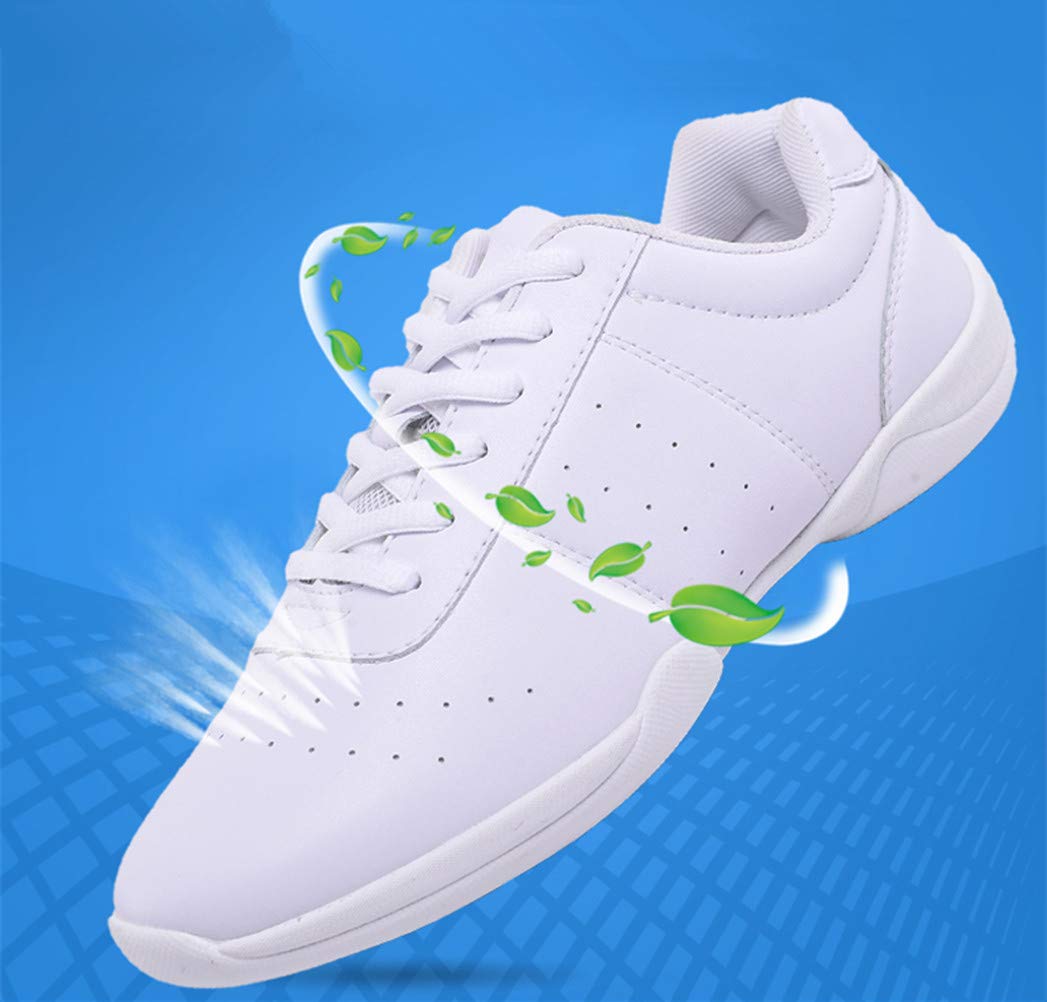 DADAWEN Adult & Youth White Cheerleading Shoe Athletic Sport Training Competition Tennis Sneakers Cheer Shoes White US Size 5/EU Size 36