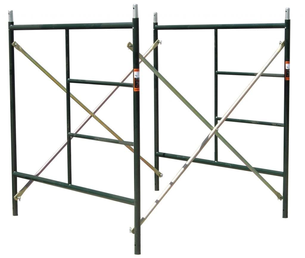 CBM Scaffold 5' X 5'1"" X 7' Flip Lock Frames and Cross Braces (Set of 6), Dark Green