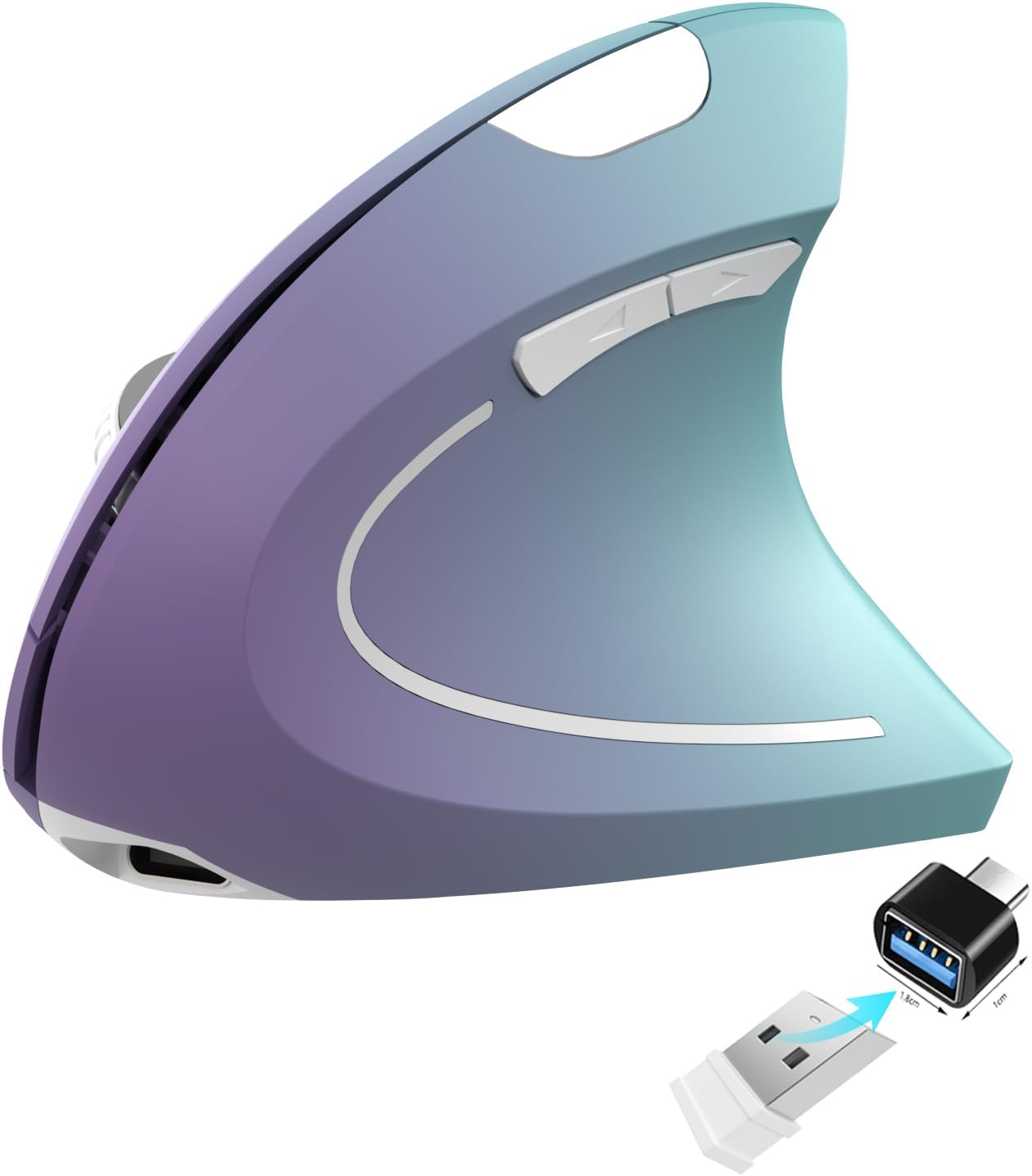 Vassink C(2in 1) 800/1200/1600 6 2.4GHz Ergonomic Wireless Rechargeable Mouse, USB A+Type Connection, DPI, Buttons