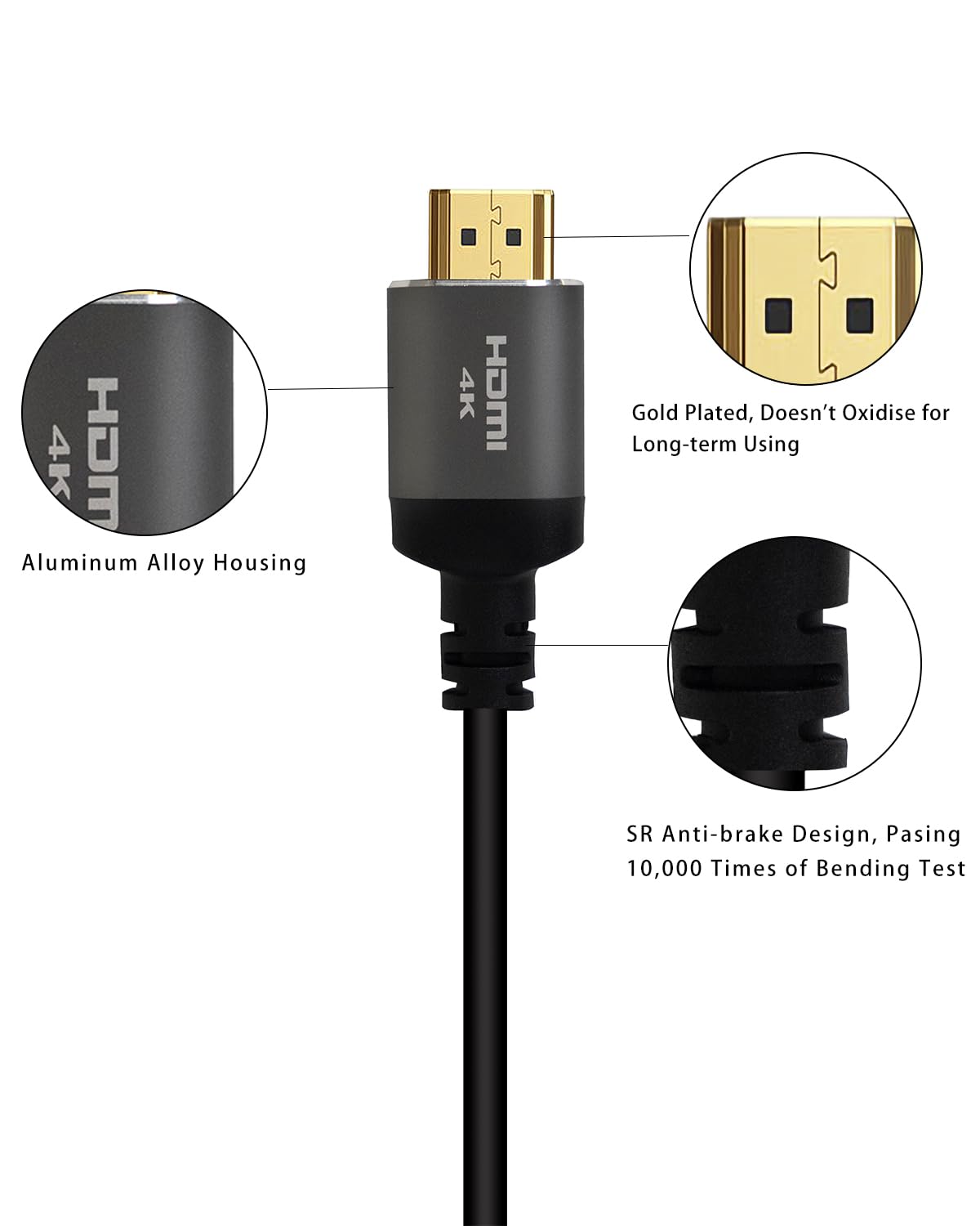 50ft 4K 60Hz 2K 1080p 3D PS3/4 (15m) HDMI Cable, Ultra High Speed Long HDMI Cables Support ARC, Gold Plated Connectors