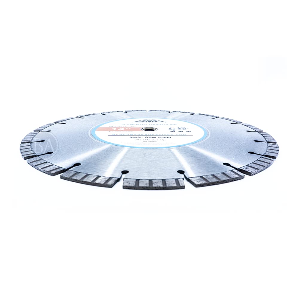 Benchmark Abrasives 14 Inch Segmented Turbo Diamond Blade for Angle Grinder Cutting Wheel with Steel Core for Cutting Brick Ceramic Tile Granite Marble - 14” Circular Saw Concrete - 5 Pack