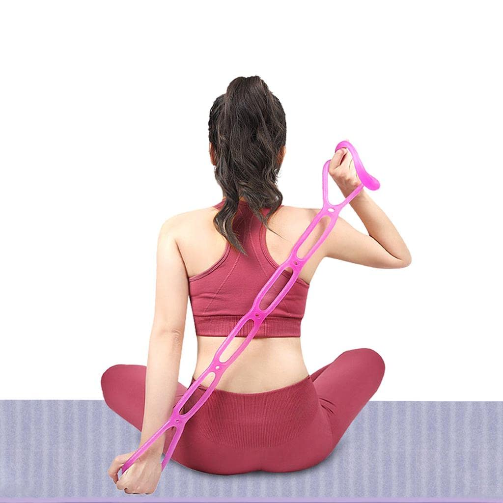 7 Ring Stretch Resistance Exercise Band - Miracle Miles Band, Yoga Stretching, Arm, Shoulders Foot, Leg Butt Fitness Home Gym Physical Therapy Band (Pink)