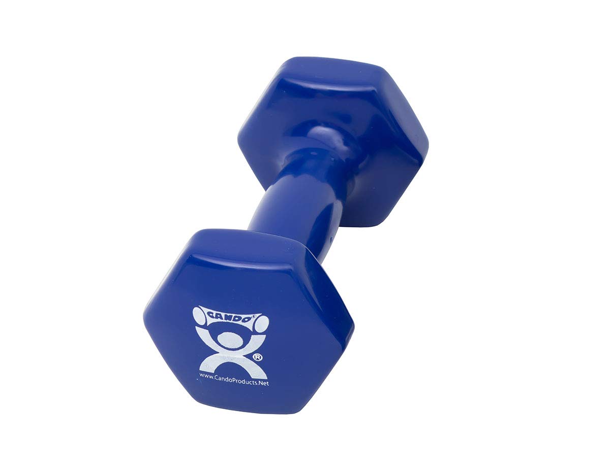 CanDo Vinyl Coated Dumbbell Blue 5 lb Single 1pc Handheld Weight for Muscle Training and Workouts, Color Coded Anti-Roll Home Gym Equipment, Beginner and Pro…
