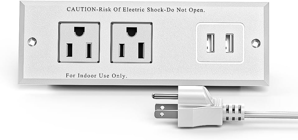 Geao Adapter 1500W Recessed Power Strip Mount Hidden Charging Station with USB Plug Multiple Surge Protector Outlet