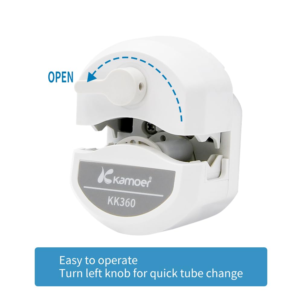 Kamoer M2-KK360 Peristaltic Pump Dual Channel 0-310ml/min/channel High Precision Stepper Motor 24V Adjustable Speed Pump with RS485 Control for Electrolyte, Flow Battery