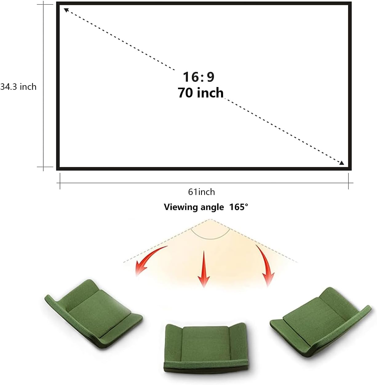 Yandood 16:9 4K (70 inch) Foldable Projector Screen with Stainless Steel Telescopic Rod Combination Frame HD