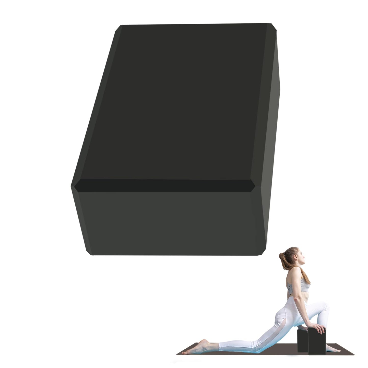 Kenhihi Yoga Block - Unsupported Latex Eva foam - Soft non slip surface with bevel for yoga, pilates, meditation - Yoga accessories for stability, balance and deep stretching(1pack black)