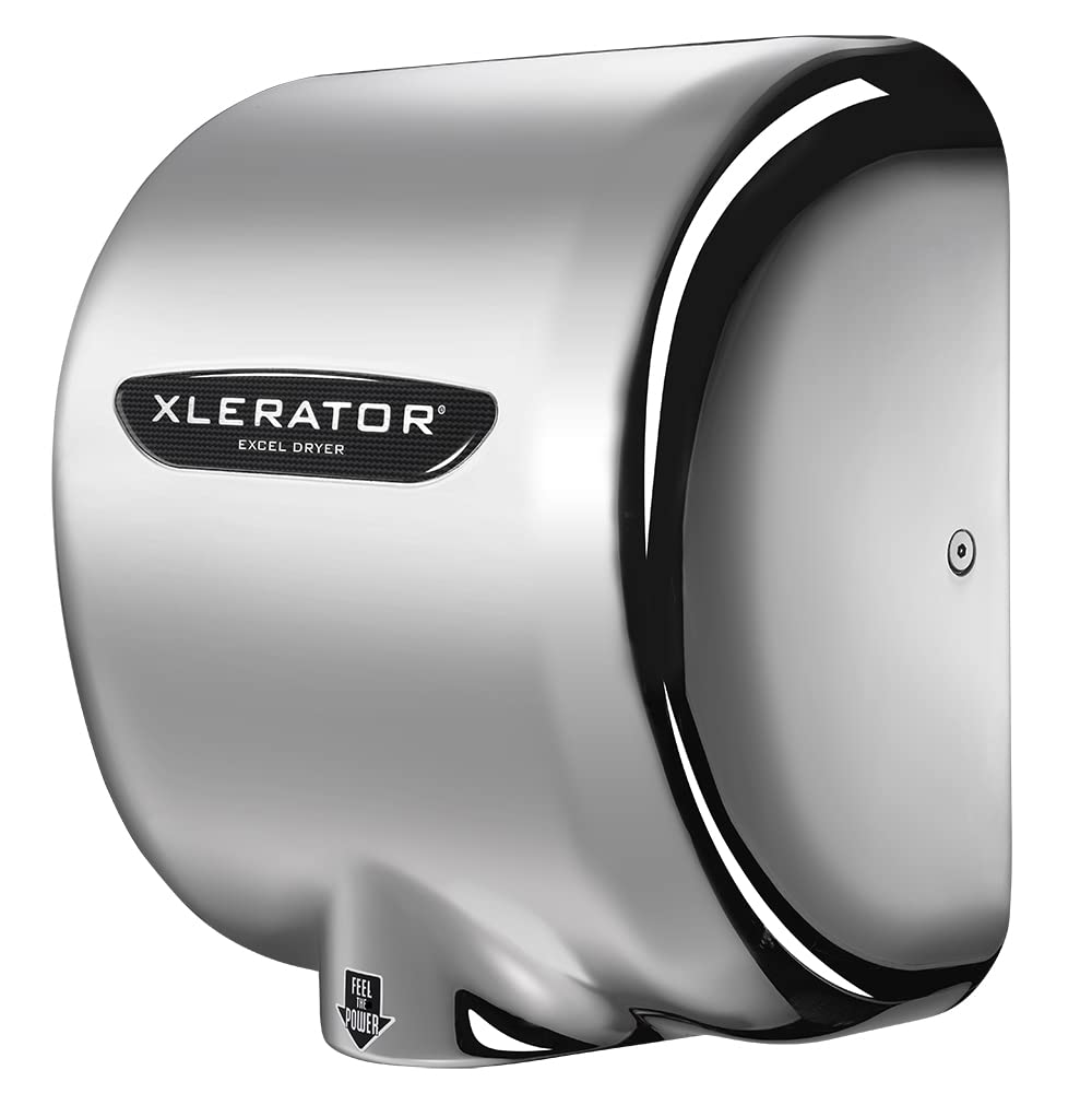 XLERATOR XL-C High-Speed, Touchless Commercial Hand Dryer, Excel Dryer, Chrome Plated Cover, Automatic Sensor, Surface Mount, 110V