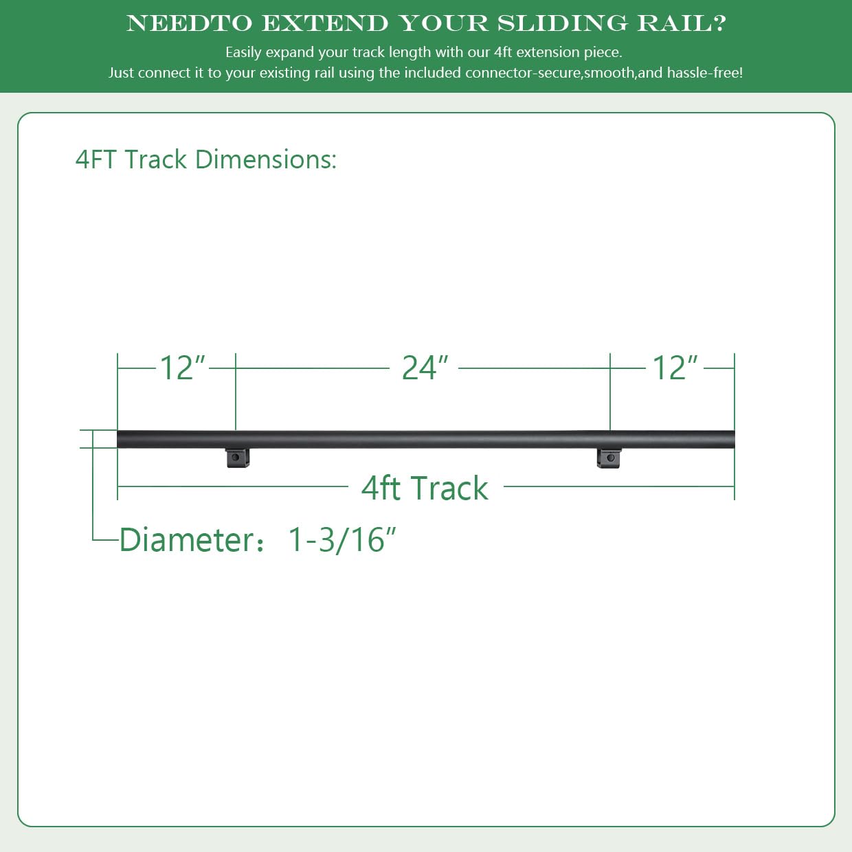 HARDJULAN 12FT Extention Track for Hook Rolling Ladder