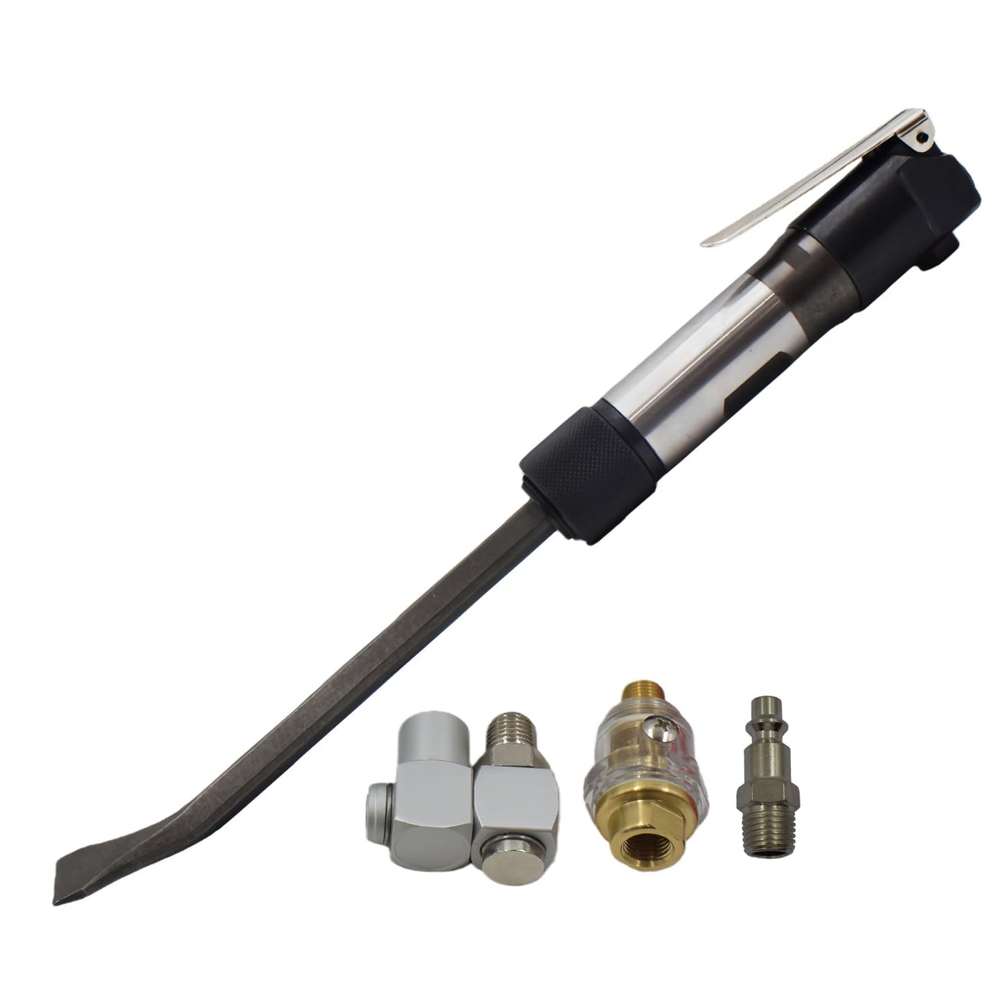 Pneumatic Chipper Hammer Air Flux Straight Shovel Chisel For Rust Removal Demolition Auto Body Work Concrete Demolition Weld Slag Removal Masonry Surface Prep With Extended Chisel Diameter 12mm 0.47"