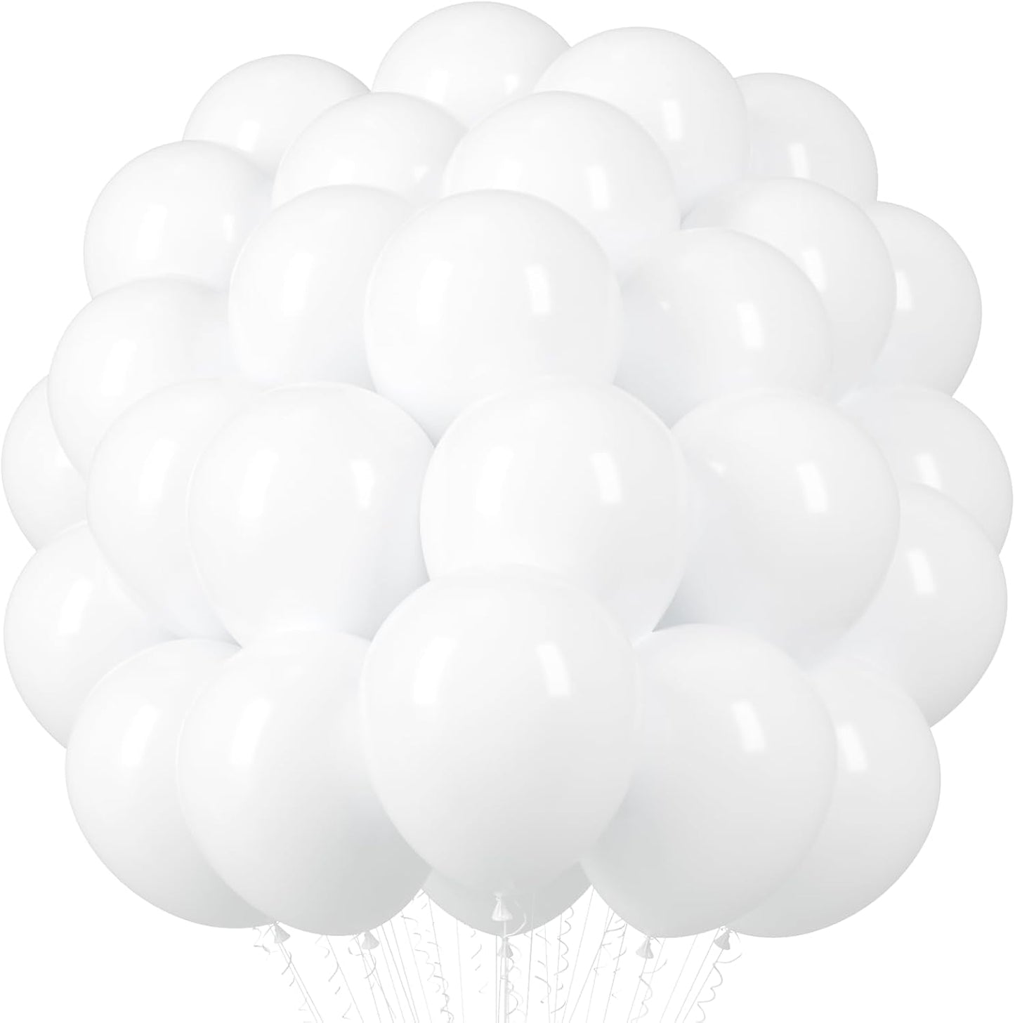 Voircoloria White Pearl Latex Balloons - 12 Inch, 66 Pack | Perfect for Weddings, Birthdays & Showers