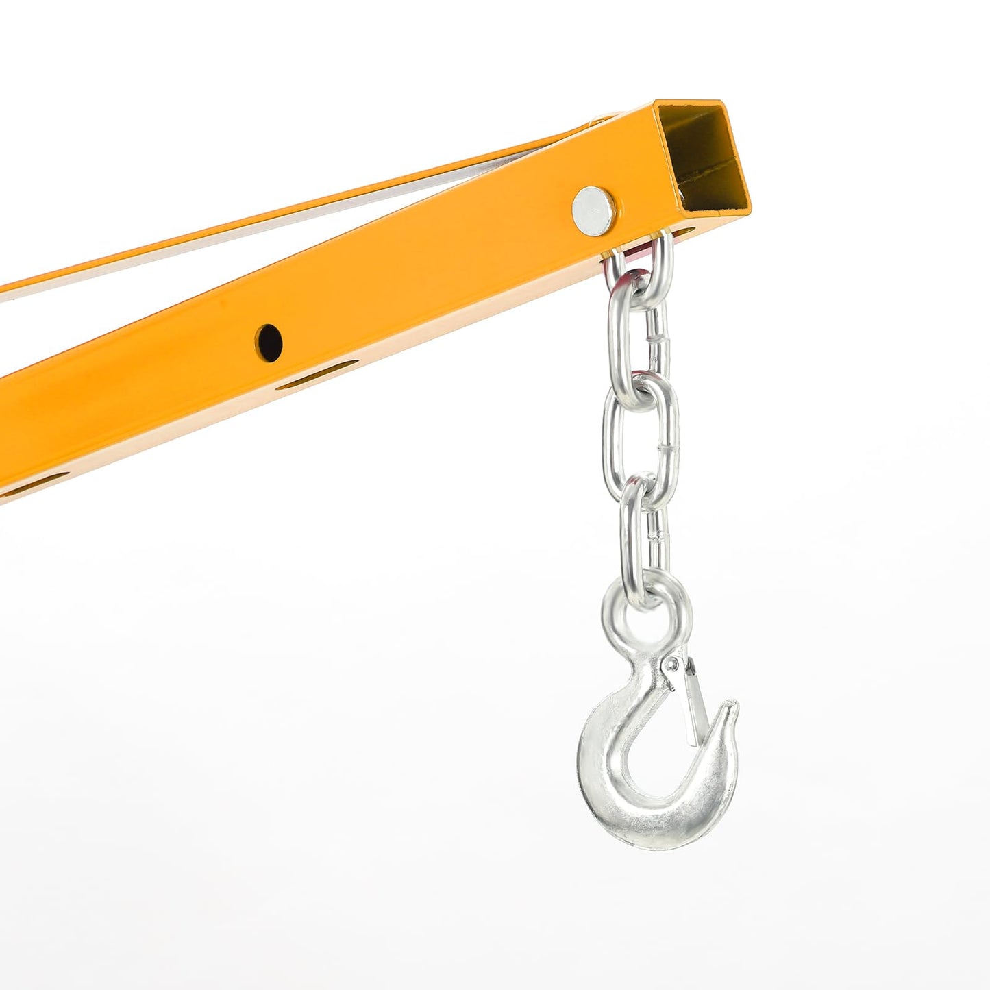 1000 LB Capacity Hydraulic Hitch Mounted Crane, 360° Swivel Truck Bed Crane with 3 Adjustable Capacities for Lifting Heavy Motors, Construction Goods & Cargo, Yellow