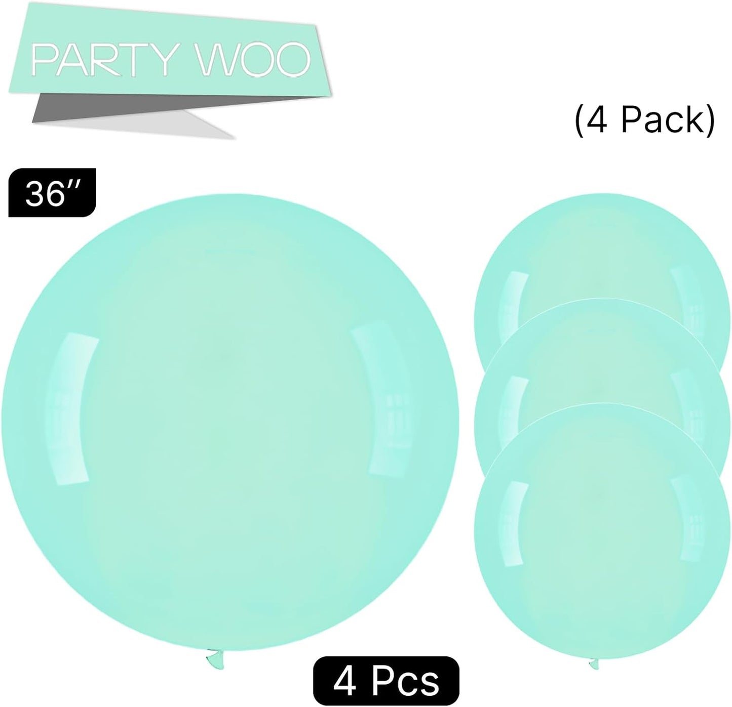 PartyWoo Jumbo Ice Cream Theme Balloons - 36" Latex Set of 4 for Birthday & Wedding Decor