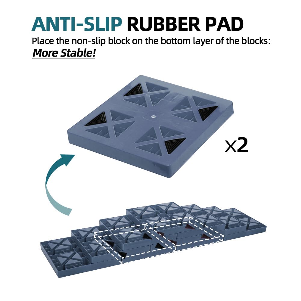 GarfatolRv Heavy Duty RV Leveling Blocks 10 Pack, Interlocking Camper Levelers with Non-Slip Surface, Stackable Jack Pads for RV, Trailer & Camper, Includes Carry Storage Bag, Gray