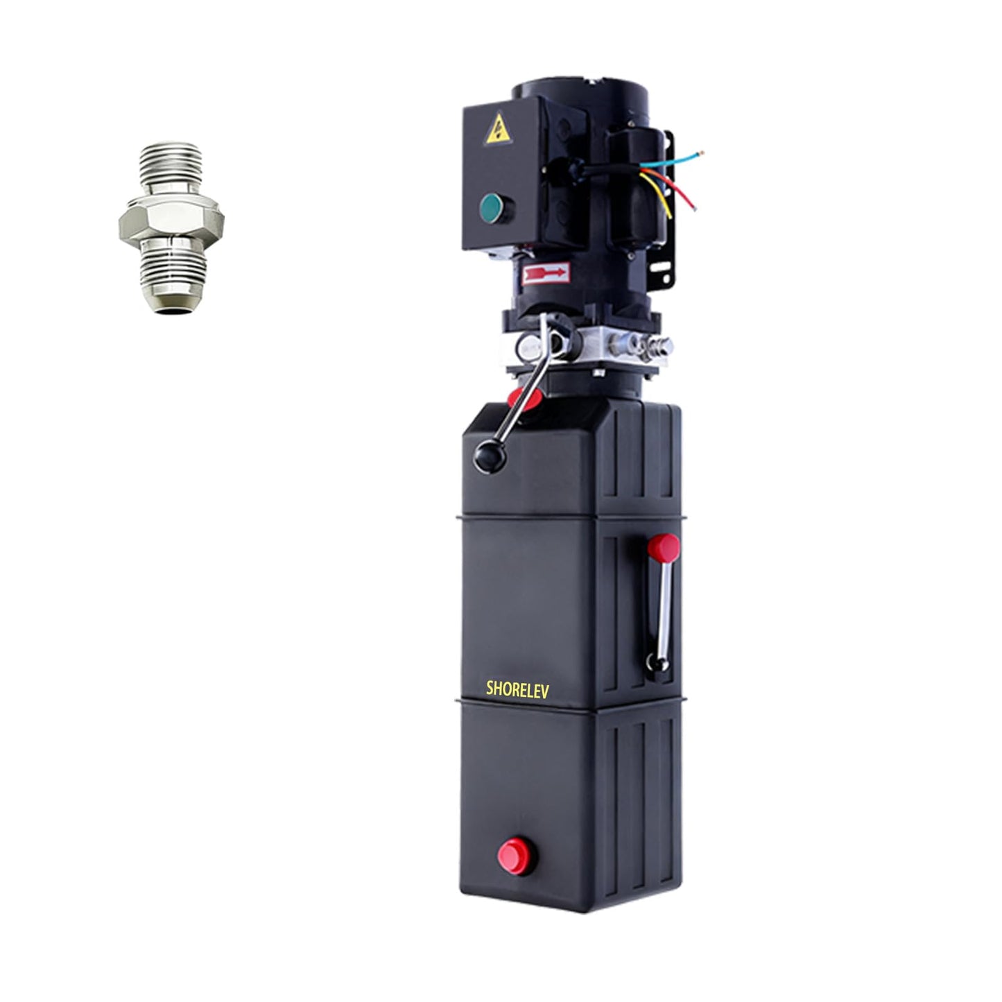 SHORELEV 220V 60Hz Hydraulic Power Unit, Hydraulic Motor, Dump Trailer Pump14L Plastic Reservoir, Manual Button Control, for Auto Lifts, Vehicle Repair, Garage Equipment, and Industrial Applications