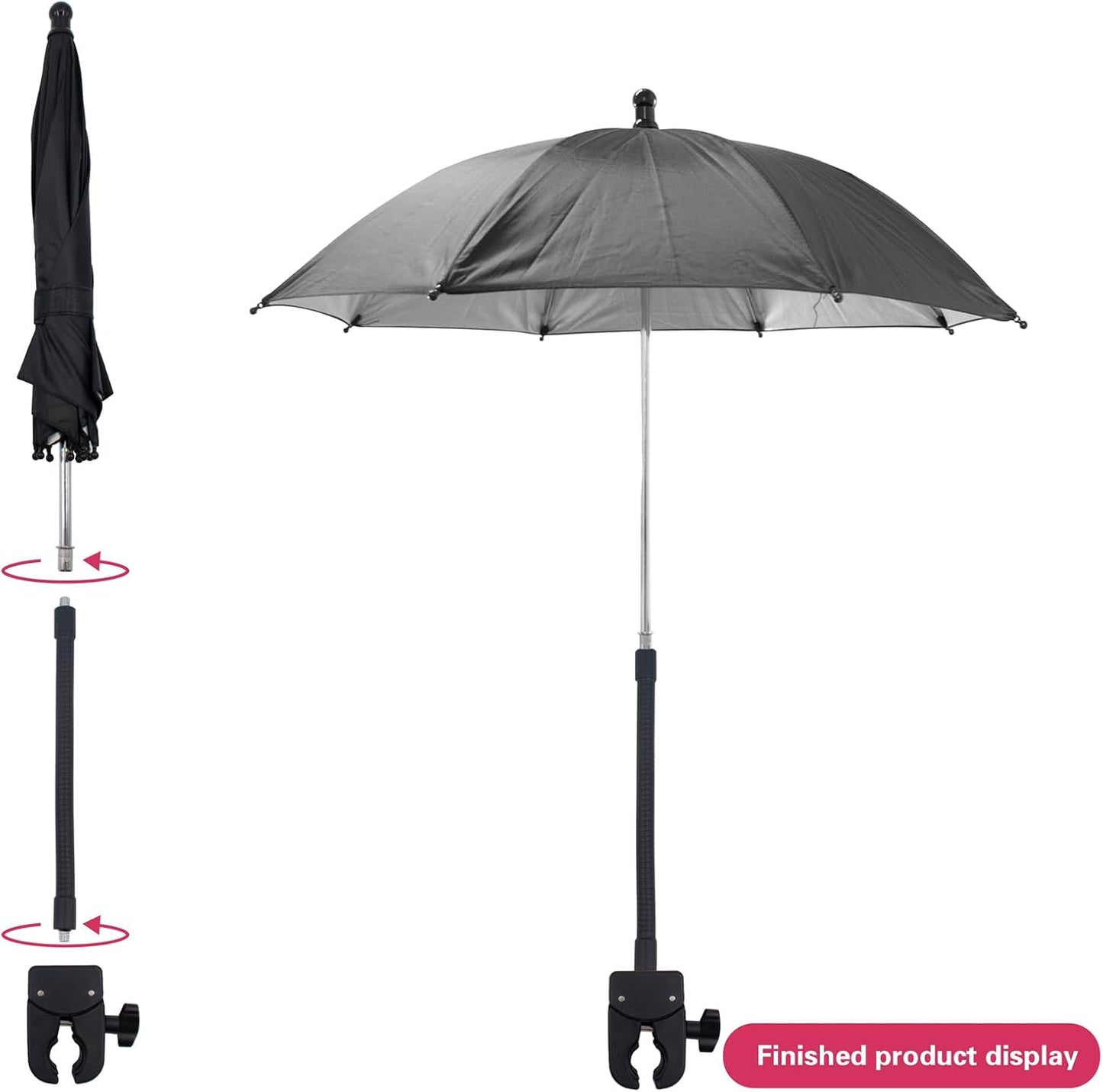 SnowTing 20 Inch Umbrella Chair Clamp for Cameras, Flexible Adjustable Gooseneck Camera Rain Cover, Tripod Sun Shade