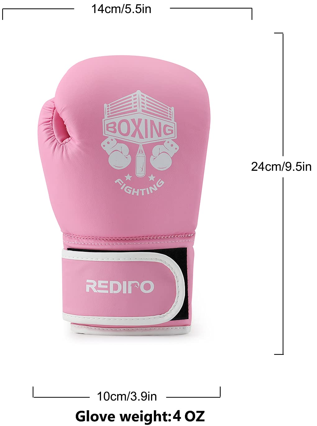 Redipo Kids Boxing Gloves, Sponge Foam Training Sparring Gloves Thai Kick Boxing for Kid and Youth, Suitable for Boys and Girls Age 3 to 12 Years (Pink, 4oz)