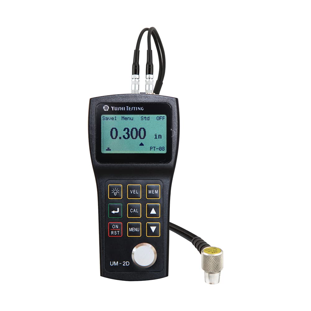 YUSHI UM2 Series UM-2D Handheld Portable Ultrasonic Thickness Gauge Tester Meter 0.03'' to 12'' w/PT-08 Probe, (echo-echo) Through Paint & Coatings,Interchangeable Probe/Transducer Option Available