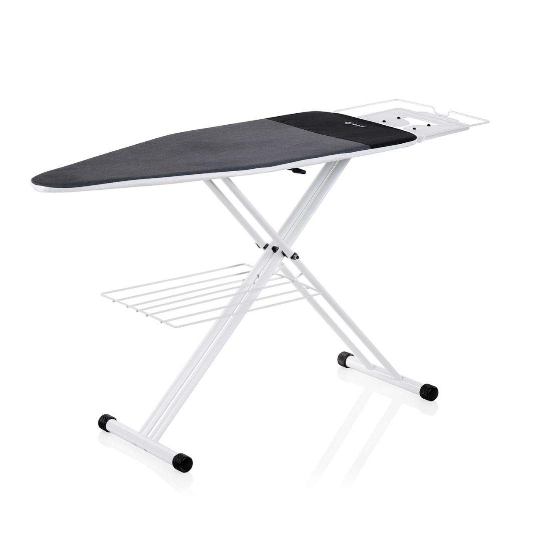 Reliable 220IB Home Ironing Board, Made in Italy Portable Ironing Board with Vera Foam Memory Foam Cover, Conex Heat Resistant Zone, 7 Step Height Adjustment, Strong Iron Rest and Laundry Rack