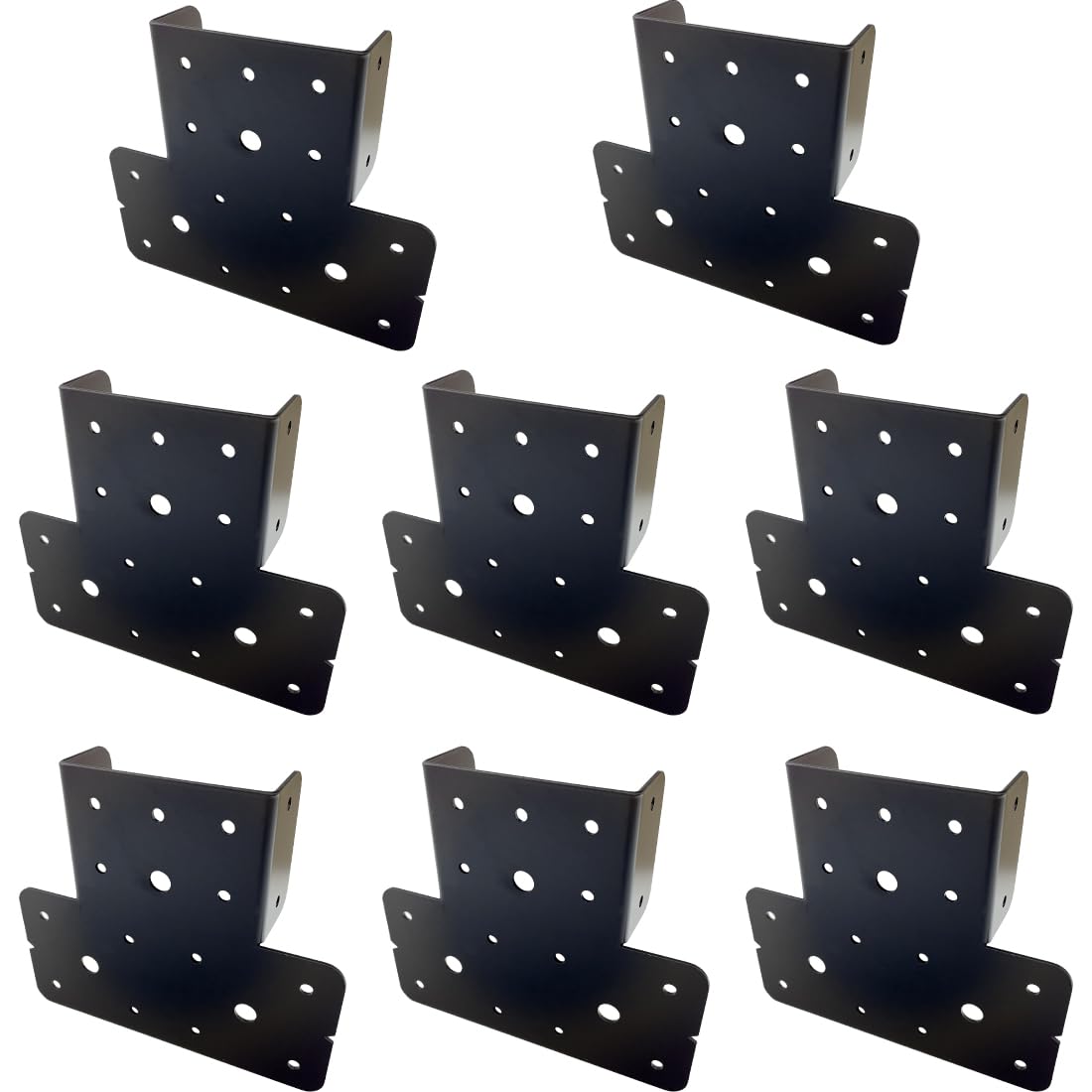 4 Set(8pcs) 4x4 T Post to Beam Connector Roof Tie Steel Brackets,Adjustable T Post Cap pergola Hardware Bracket,roof Anchor Joist Hanger for Wood Posts ,Thickness 2 mm and Black