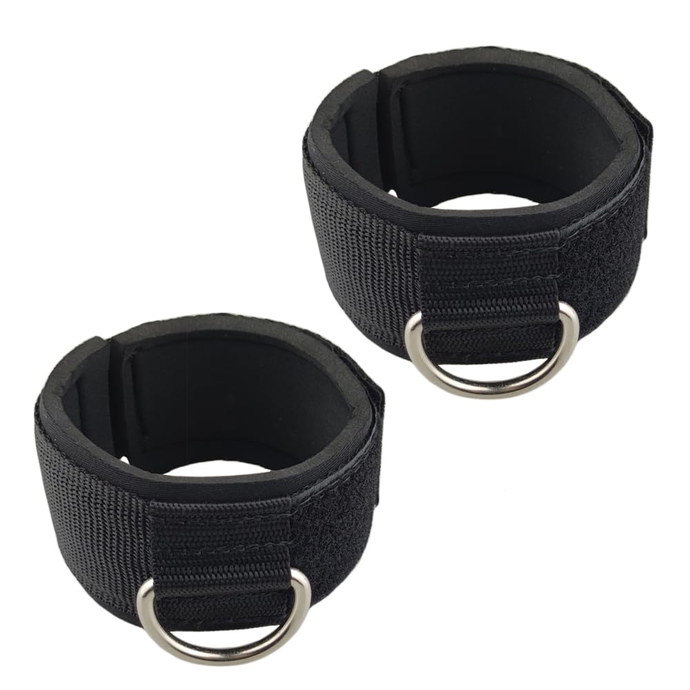 YCYU Padded Ankle Cable Straps for Cable Machine, Ankle Cuffs for Kickbacks Glute Leg Extensions for Men and Women, Great for Bodybuilding Gym Fitness Booty Workouts - Silver 2 Pack