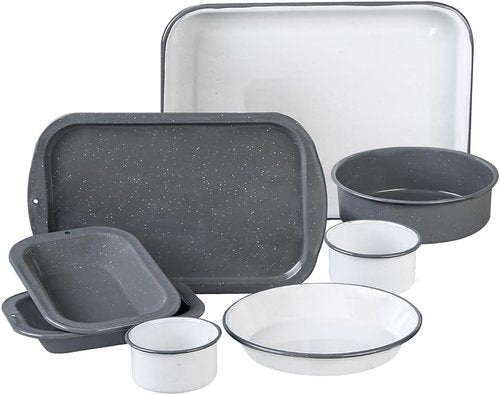 Granite Ware 8-Piece Healthy Bakeware Set - Enameled Steel Baking Sheets & Pans | Oven & Camping Friendly