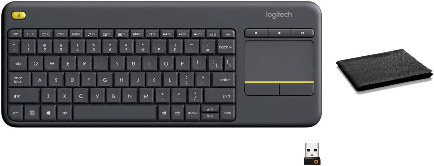Logitech K400 18-Month Packaging Plus Wireless Touch TV Keyboard with Built-in Touchpad, Quiet Keys, Battery Life