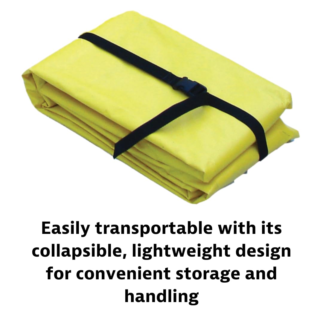 Justrite Rigid-Lock QuickBerm® Lite, 4' x 6' x 8" Folding Oil Spill Containment Berm, 119 Gallon Spill Capacity, PVC Coated Fabric, Made in The USA, Yellow, 28372