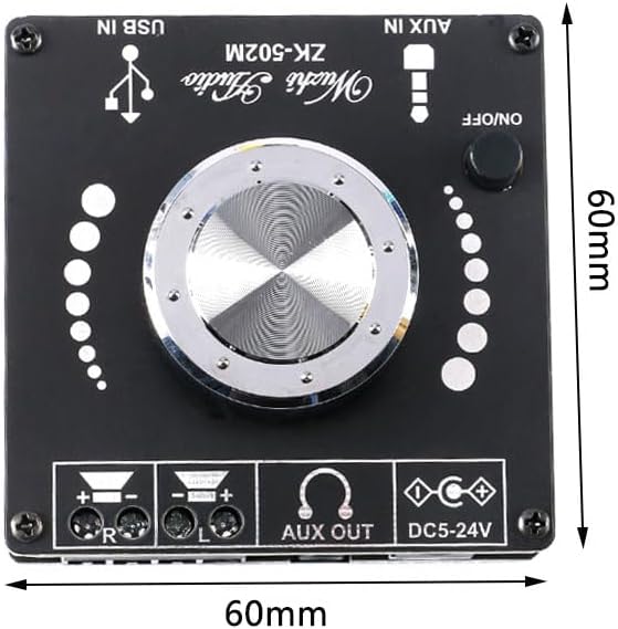 ZK-502M 50W+50W 2.0 12V 502M Bluetooth-Compatible Amplifier Mini Stereo Dual Channel AMP Power Output DC AUX USB Input