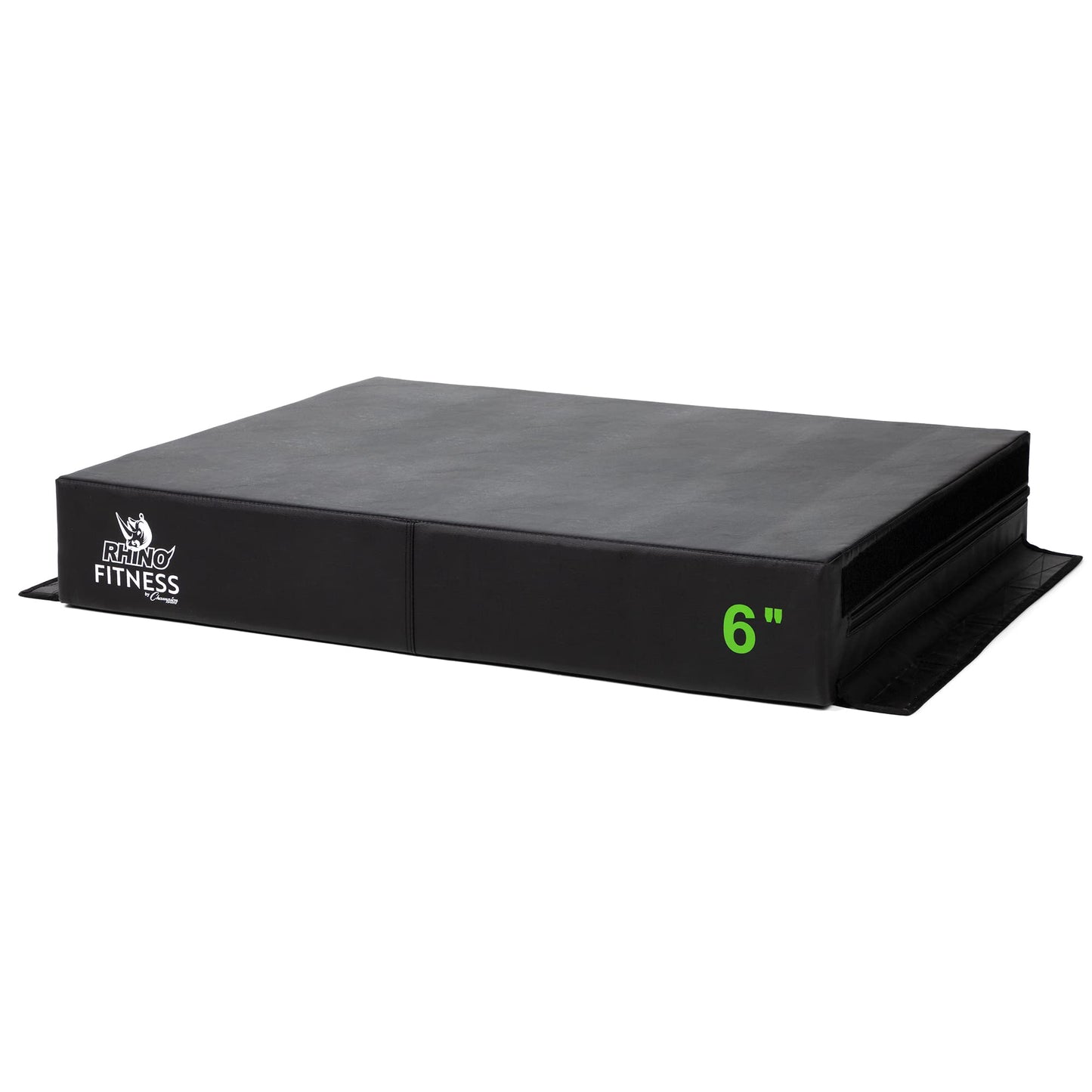 Champion Sports Foam Plyometric Box, 6 inch, Black - Durable Jump Boxes for Training with Handles, Hook and Loop Flaps - Stackable Plyo Box Jumps for Gym - Premium Cross Training Equipment